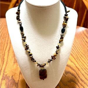 Beaded Necklace Brown and Black